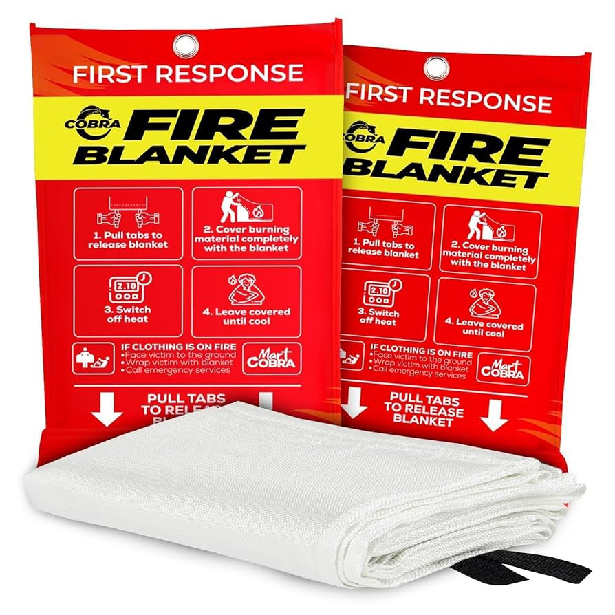 Mart Cobra Fire Blanket 2-Pack – Emergency Fire Suppression for Home & Kitchen – 40"x40" Fire... | Amazon (US)