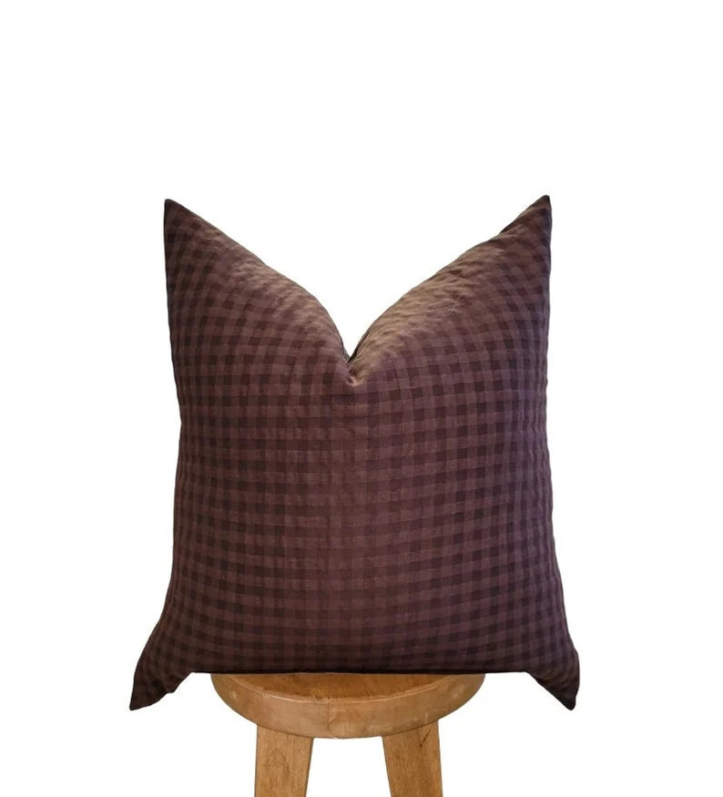 JAMES Jr || 1/4" inch chocolate brown checked pillow cover | Etsy (US)