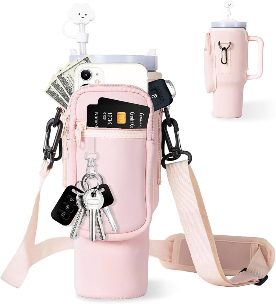 Bolsa de transporte de garrafa de água com bolso para telefone Stanley Tumbler de 1,18 l com al... | Amazon (BR)