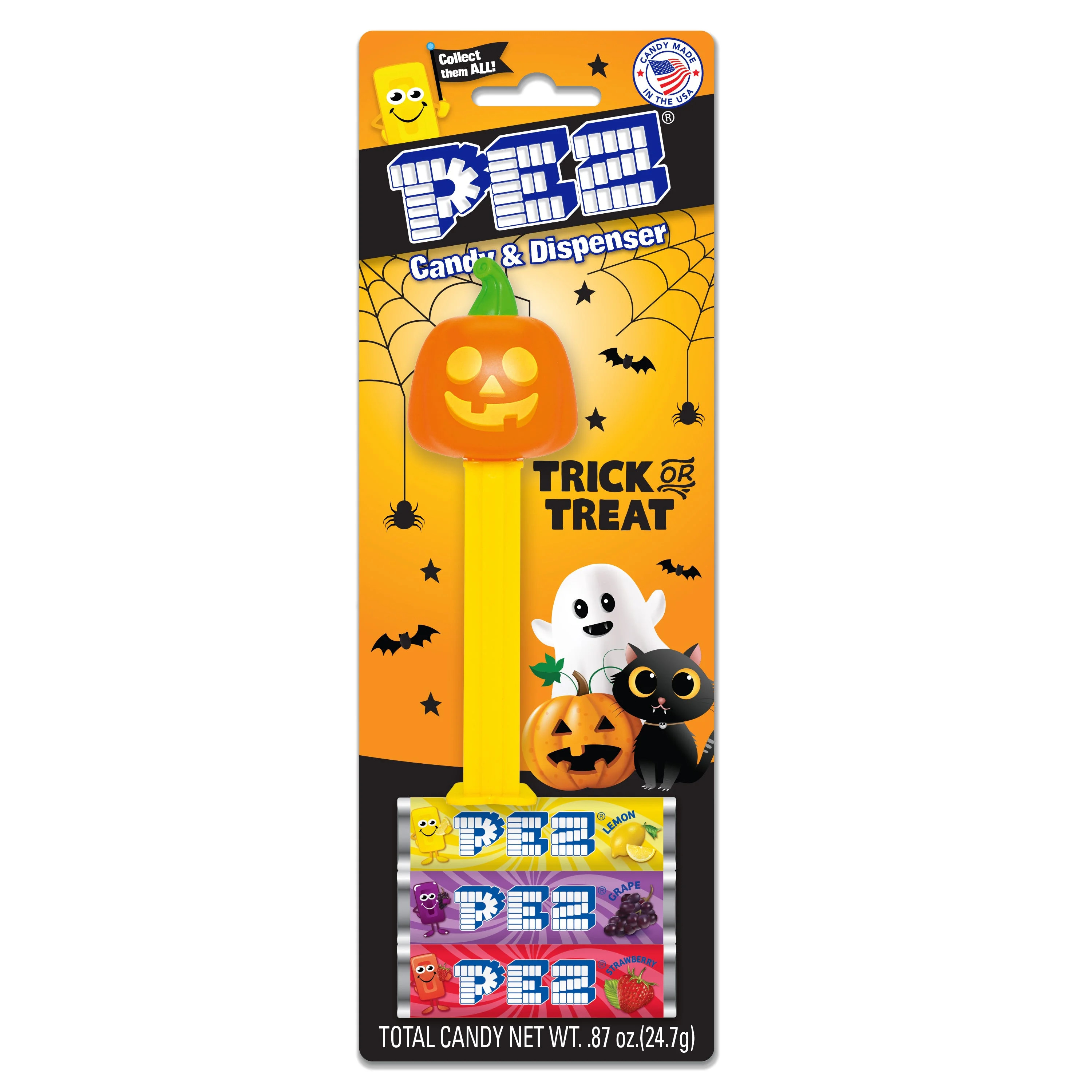 PEZ Halloween Pumpkin, 1 Candy Dispenser Plus 3 Rolls Assorted Candy, Blister Card, 1 Count, 0.87... | Walmart (US)