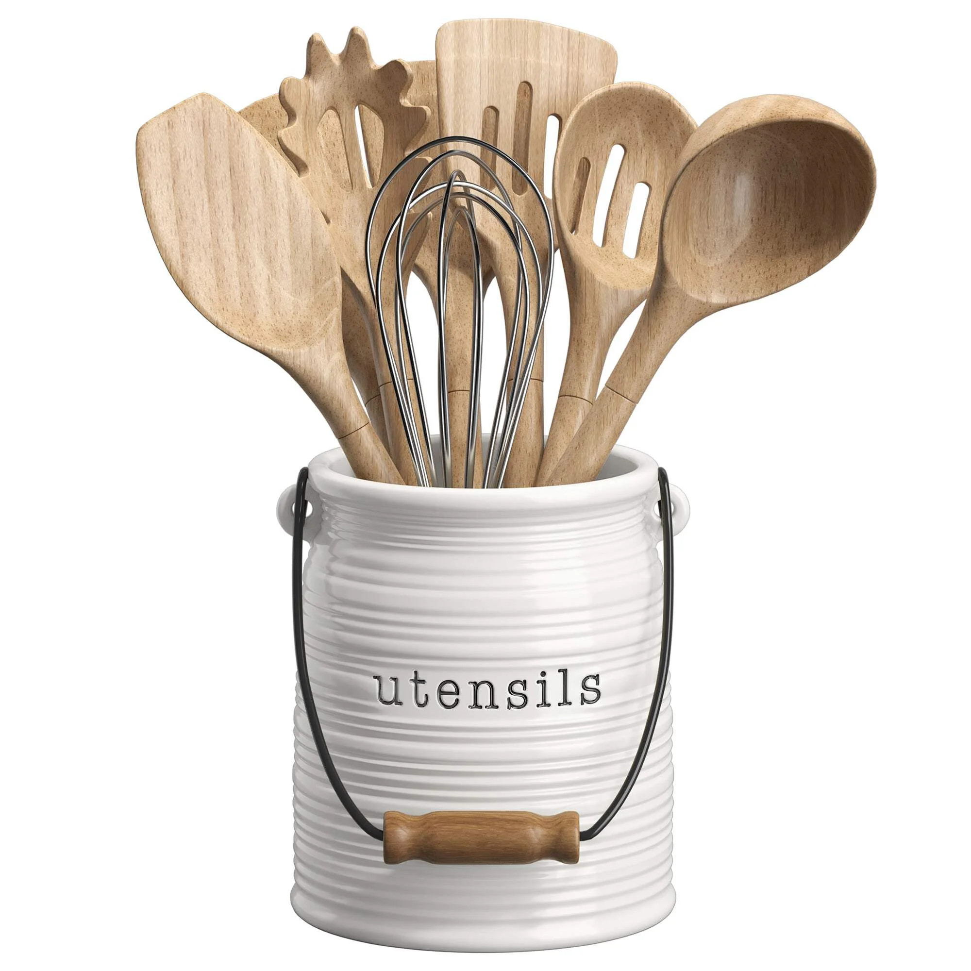 Barnyard Designs Ceramic Farmhouse Kitchen Utensil Holder for Countertop, Decorative Kitchen Uten... | Walmart (US)