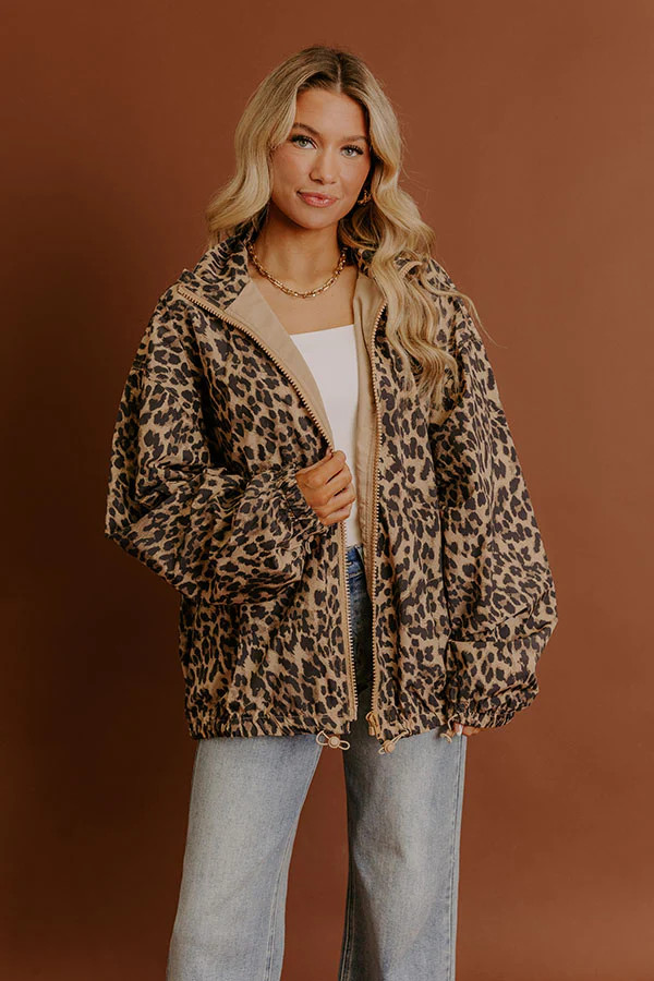 Falling For You Leopard Windbreaker Jacket | Impressions Online Boutique