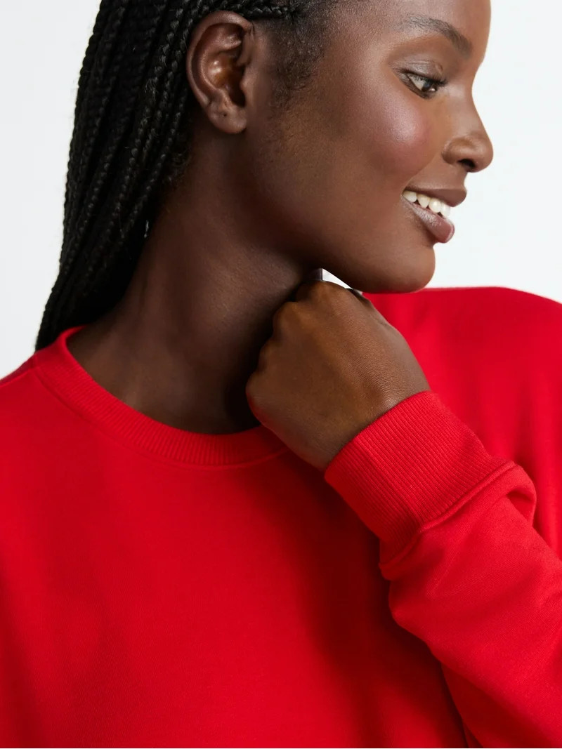 Joyspun Women's Fleece Drop Shoulder Sleep Top with Long Sleeves, Sizes XS-3X | Walmart (US)