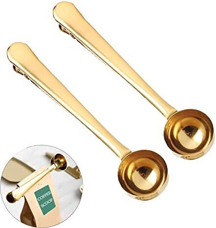 Coffee Scoop Clip Stainless Steel Tablespoon Coffee Spoon With long handle Multifunction Sealing ... | Amazon (US)