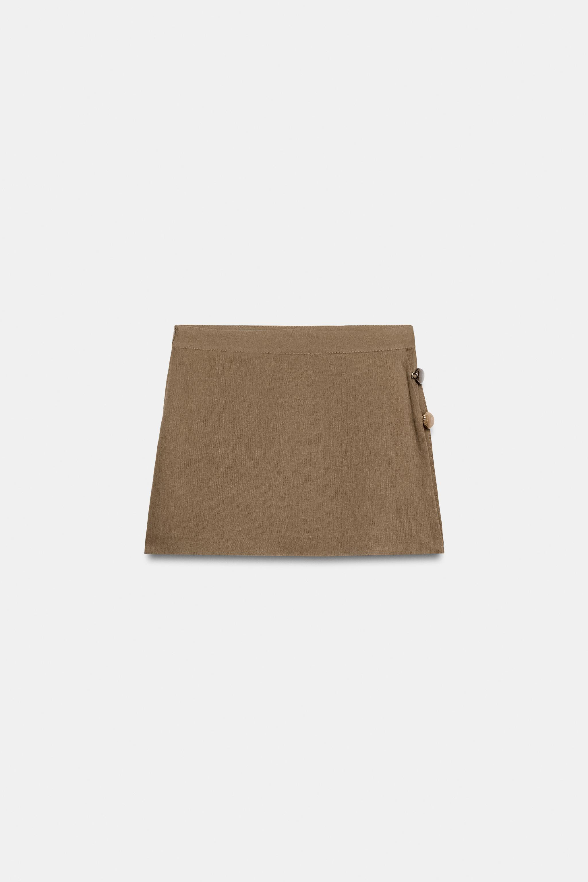 LINEN BLEND SKORT WITH BEADING | Zara UK