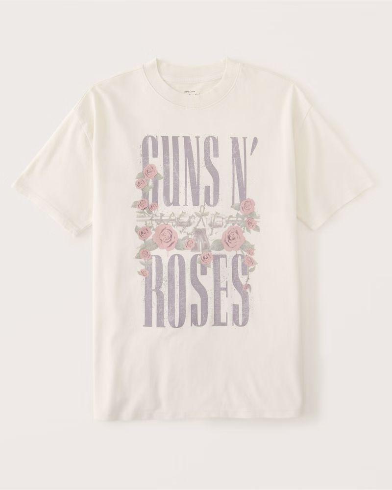 Women's Oversized Boyfriend Guns N' Roses Graphic Tee | Women's Tops | Abercrombie.com | Abercrombie & Fitch (US)