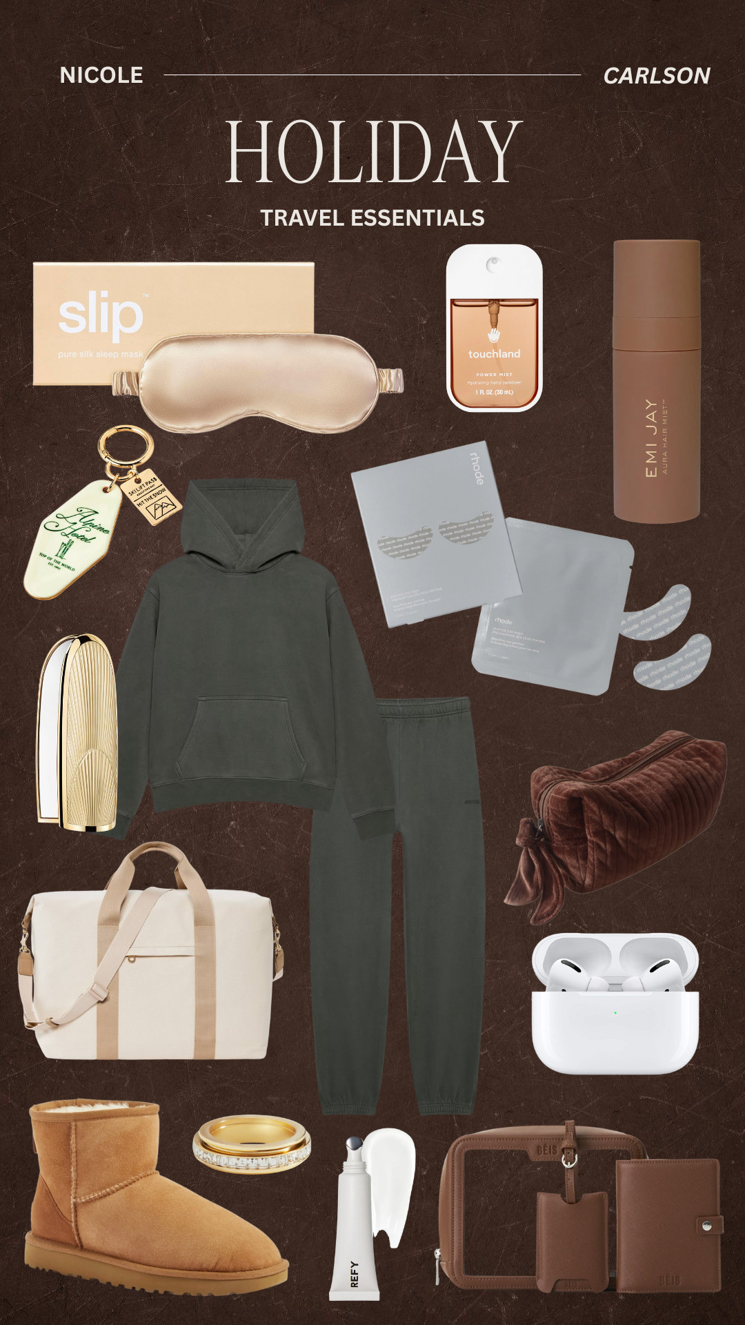 Holiday travel essentials for long haul flights, road trips, visits to family. All the essentials; to look and feel your best on those long days with added festive flair.  

 

#LTKHoliday #LTKootd #LTKSeasonal