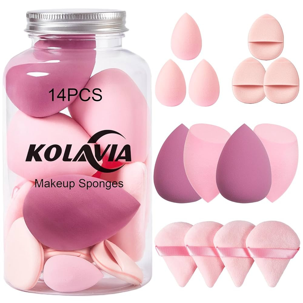 14PCS Makeup Sponge Set, Beauty Blender Sponge for Foundation Blending with 3PCS Mini Makeup Spon... | Amazon (US)