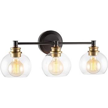 Kira Home Odette 22" Modern 3-Light Vanity/Bathroom Light + Clear Glass Globe Shades, Warm Brass ... | Amazon (US)