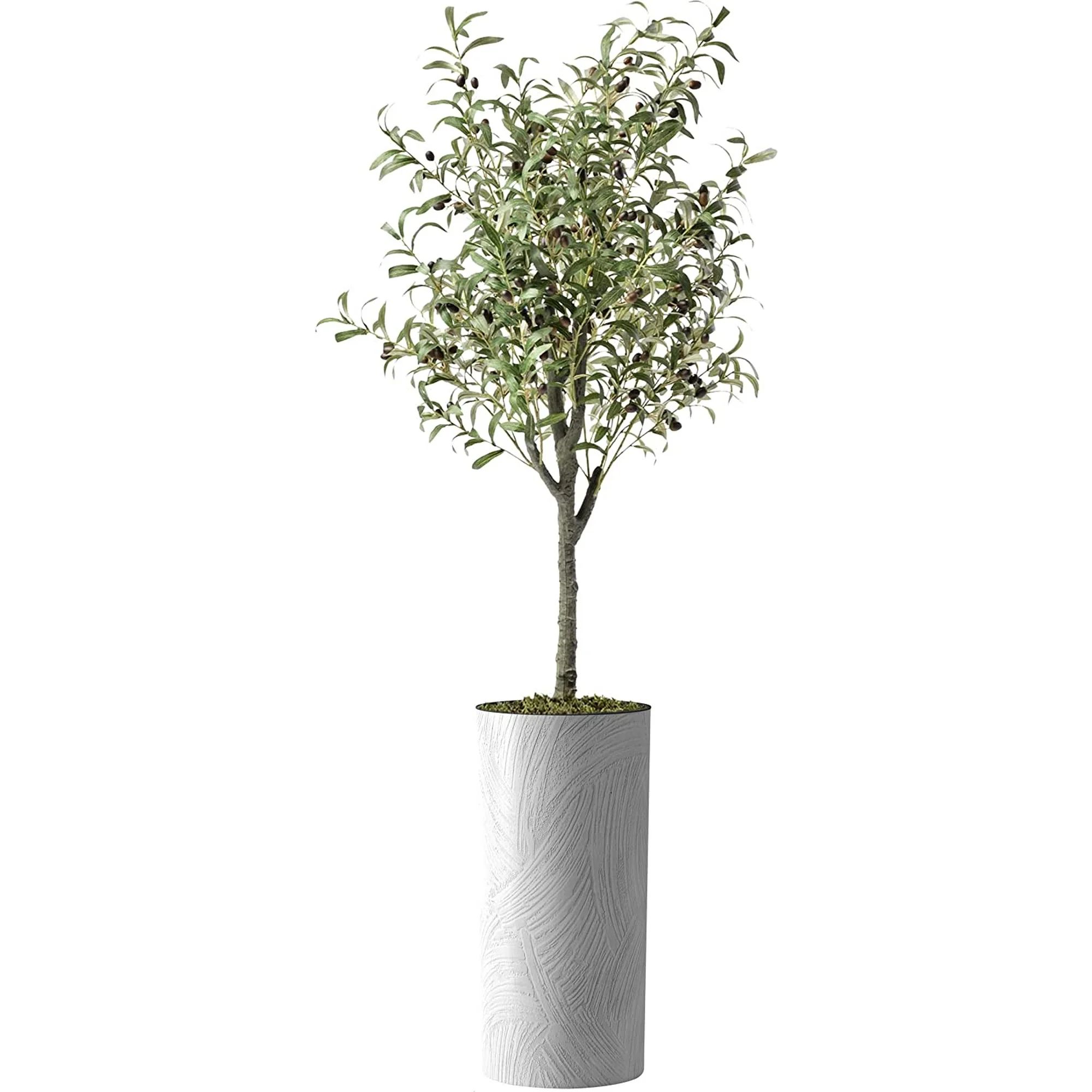 Artificial Tree in White Marble Effect Planter, Fake Olive Silk Tree for Indoor and Outdoor Home ... | Walmart (US)