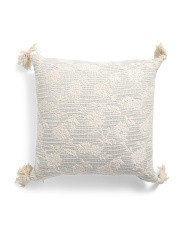 20x20 Jacquard Woven Floral Pillow With Tassels | Marshalls