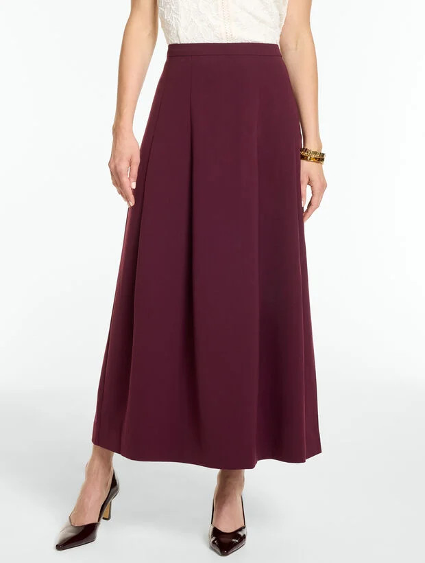 Polished Crepe Pleated Midi Skirt | Talbots