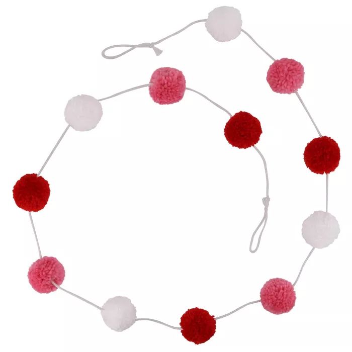 Garland Valentine&#39;s Day Pom Pom White/Pink/Red - Spritz&#8482; | Target