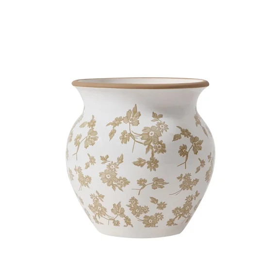 My Texas House 8" Taupe Ceramic Floral Vase | Walmart (US)