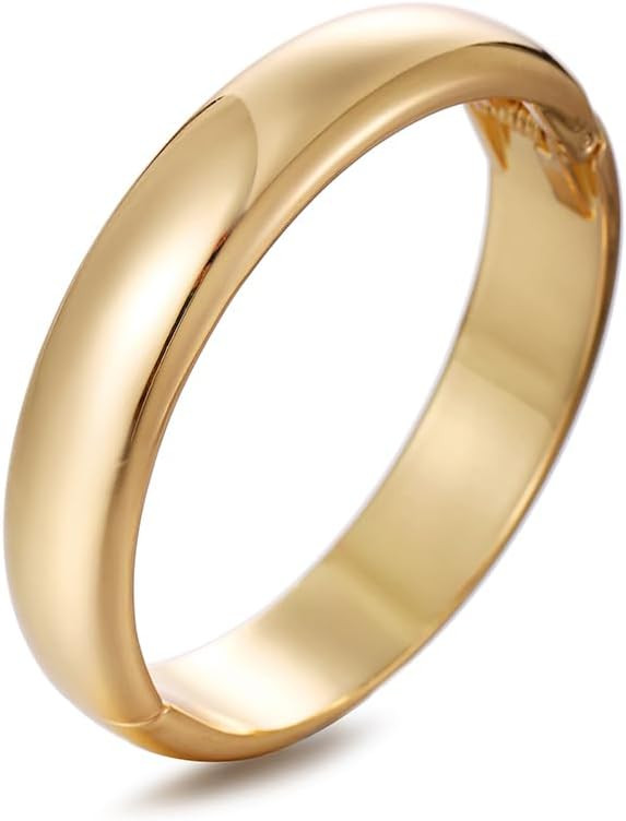Golden Polished Chunky Twisted Hinged Waterdrop Bangle Bracelet for Women Spiraled Oval Bangle Bracelet | Amazon (US)