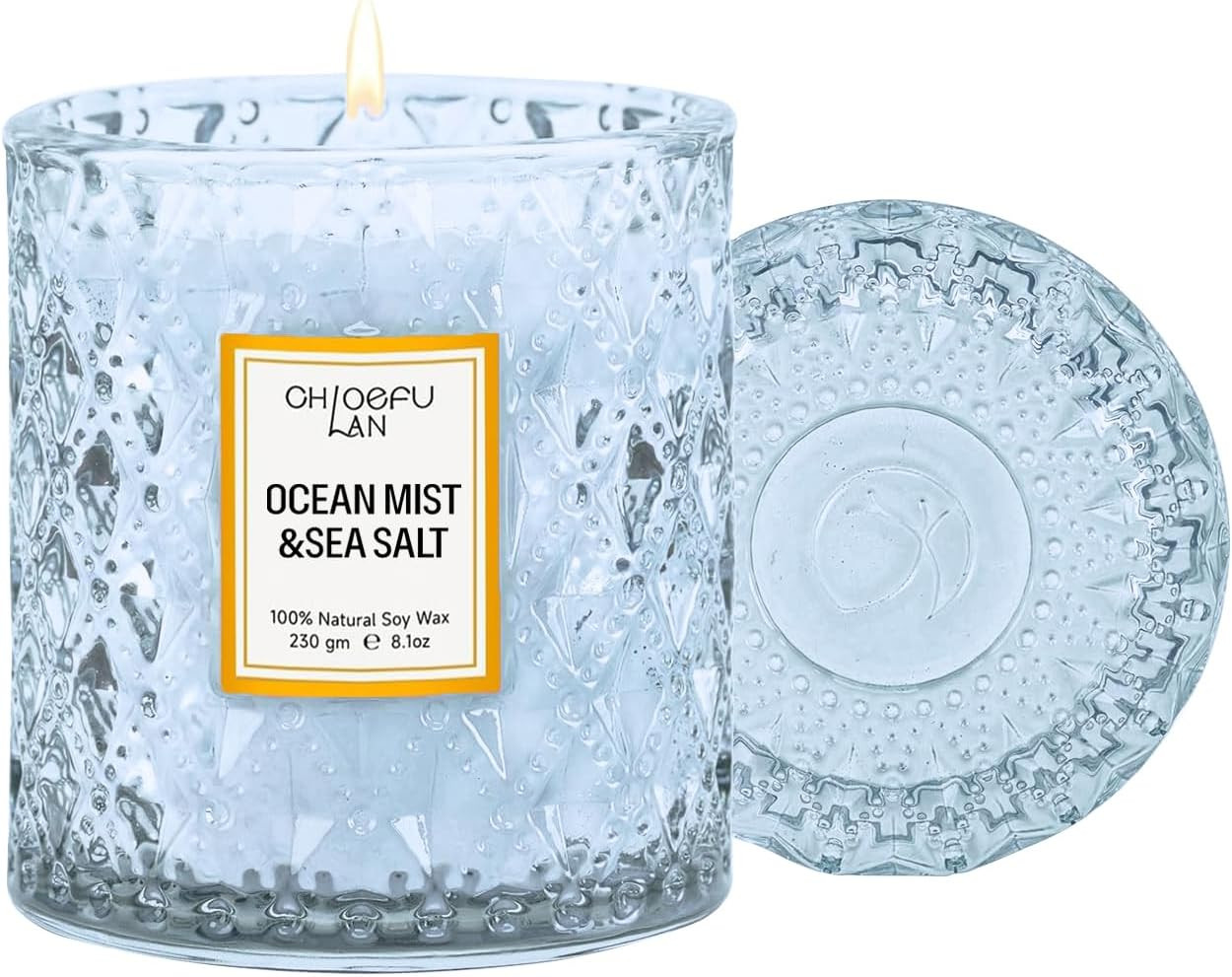 Chloefu LAN Ocean Candles Sea and Salt Candle with up to 55 Hour Long Lasting, Highly Scented, Lu... | Amazon (US)