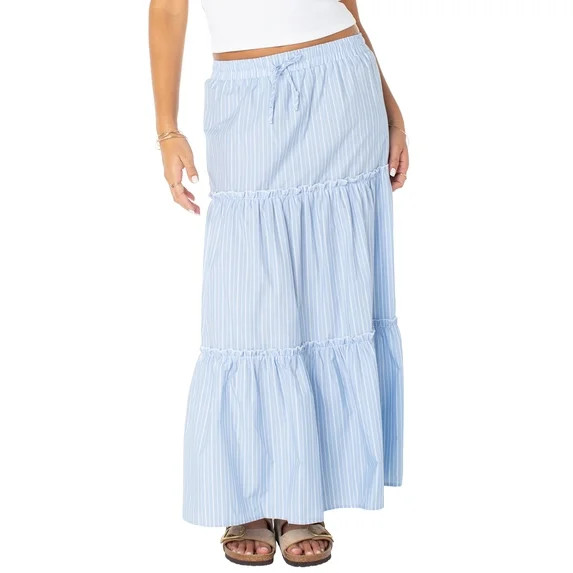 Celebrity Pink Women's and Women's Plus Stripe Tiered Maxi Skirt, Sizes XS-4X | Walmart (US)