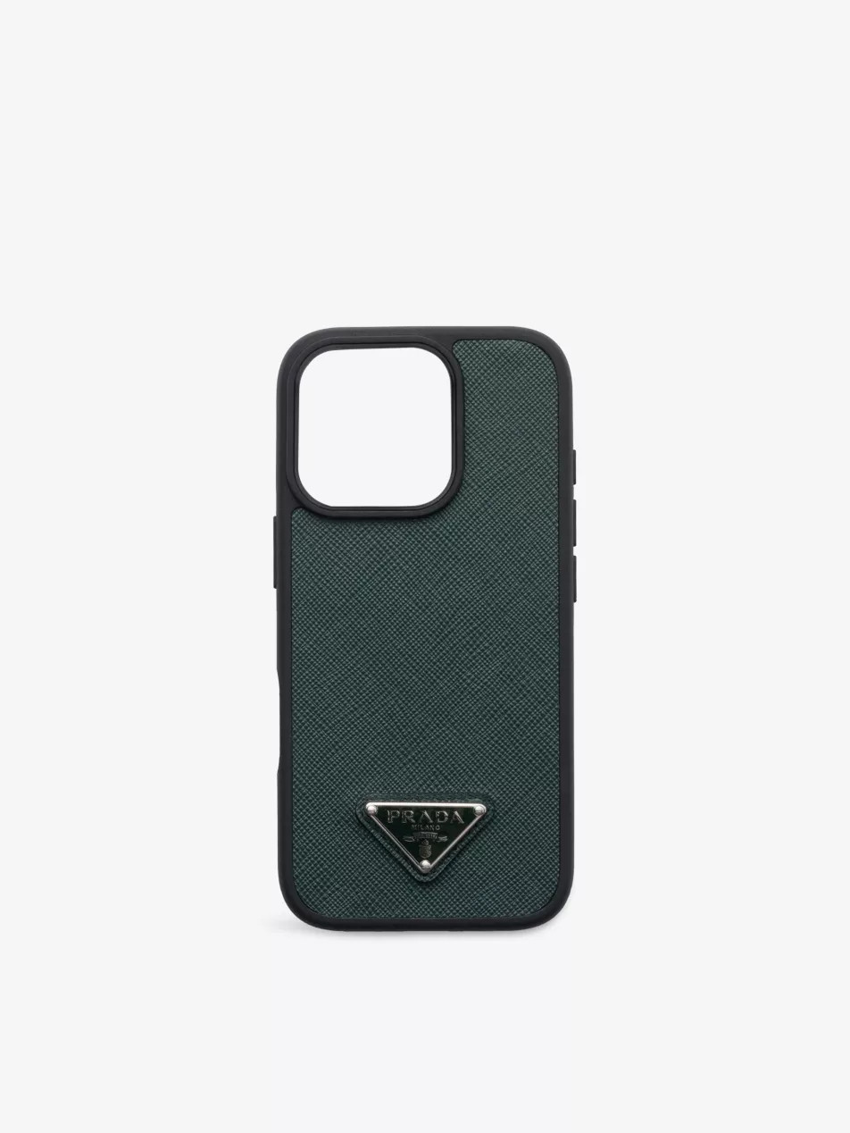 Logo-Plaque Saffiano Leather iPhone 16 Pro Case | Selfridges