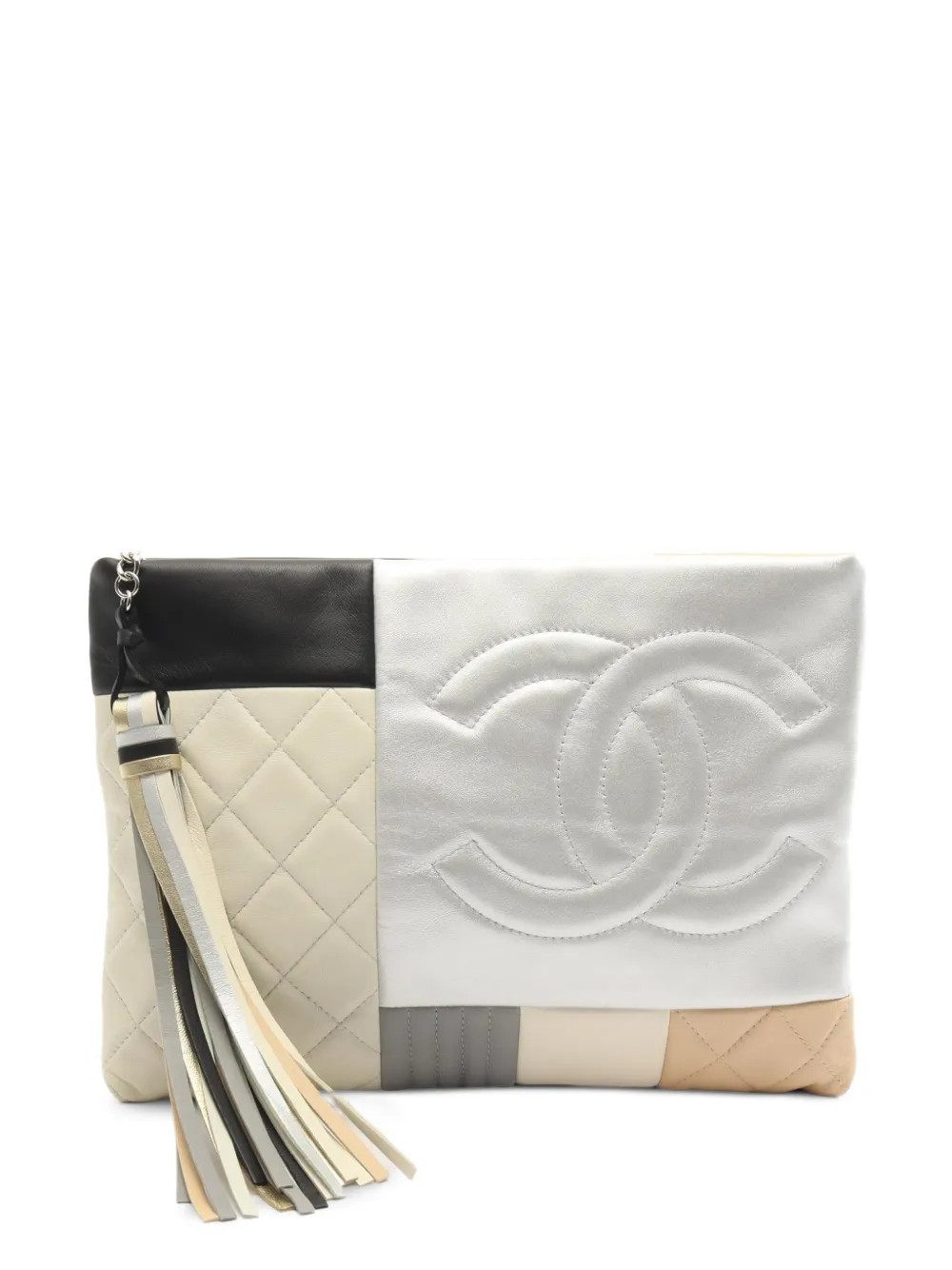 CHANEL Pre-Owned 2016-2017 Coco Mark patchwork clutch bag - Neutrals | Farfetch Global