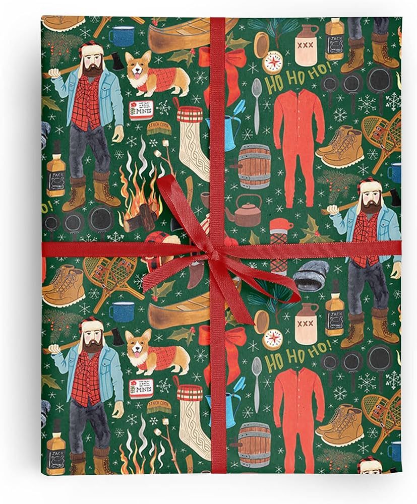 REVEL & Co Lumberjack Folded Christmas Wrapping Paper, 2 Feet x 10 Feet Folded Holiday Giftwrap w... | Amazon (US)
