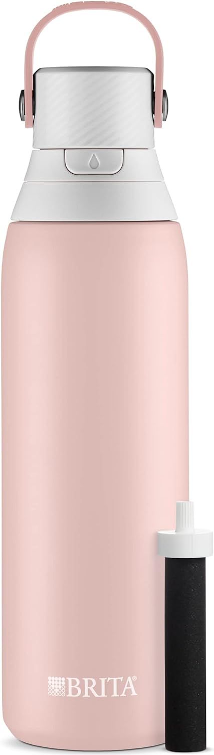 Brita Insulated Filtered Water Bottle with Straw, Reusable, Stainless Steel Metal, Rose, 20 Ounce | Amazon (US)