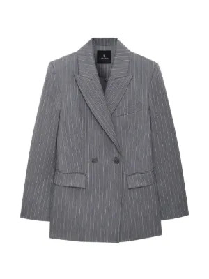 pinstripe-pattern double-breasted blazer | Farfetch Global