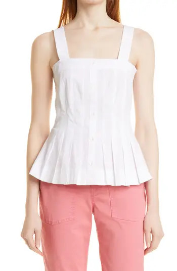 Veronica Beard Laura Stretch Cotton Peplum Top | Nordstrom | Nordstrom