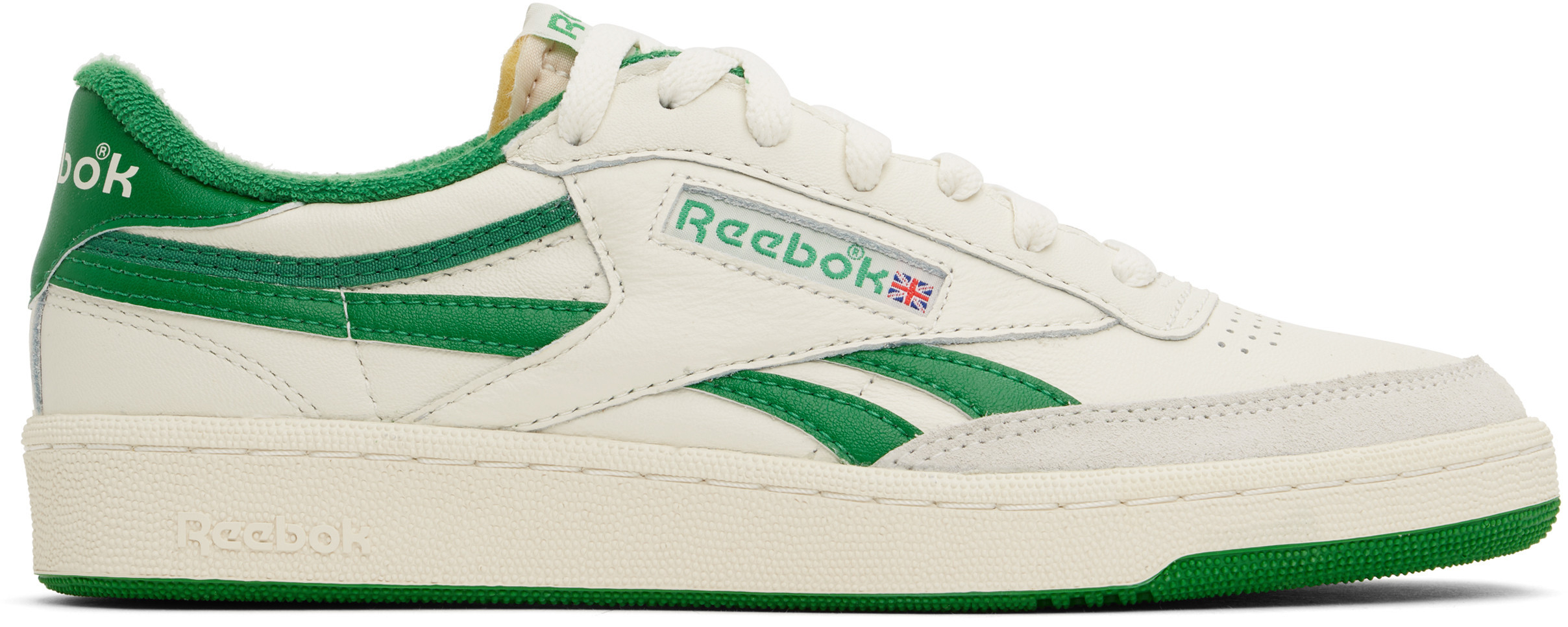Reebok Classics Off-White & Green Club C Revenge Vintage Sneakers | SSENSE