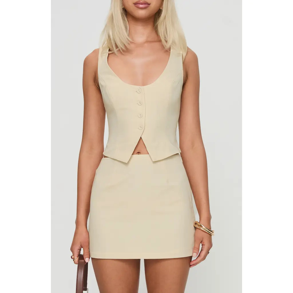 Princess Polly Hikaru Tank & Miniskirt Set in Cream at Nordstrom, Size 0 | Nordstrom