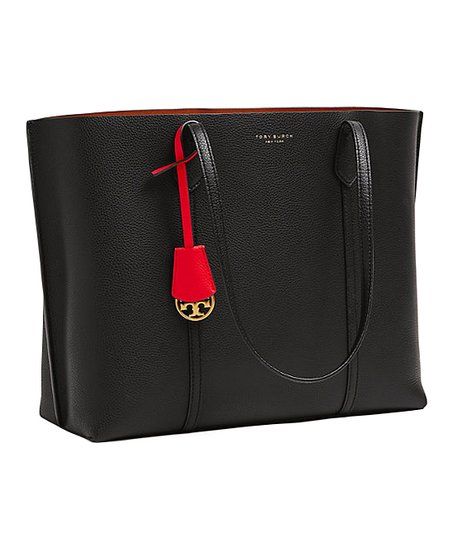 Black Triple-Compartment Perry Leather Tote | Zulily