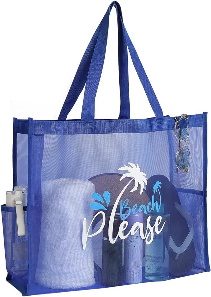 Mesh Beach Bag - Beach Bags Waterproof Sandproof, Extra Large Beach Tote Bag For Toys & Vacation ... | Amazon (US)