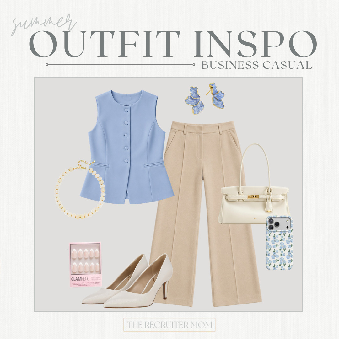 A cute outfit for work or casual outings, complete with PRETTYGARDEN's sleeveless blazer and NIMIN's wide leg pants. Pair with Sam Edelman's Vienna Pumps for a sleek look. #WorkWear #BusinessCasual

#LTKOver40 #LTKMidsize #LTKWorkwear