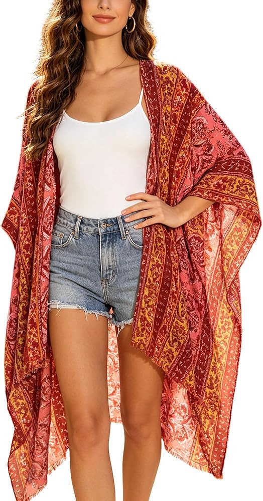 Breezy Lane Kimonos for Women Swimsuit Coverups Beach Cover Up Swimwear Cardigan Summer | Amazon (US)