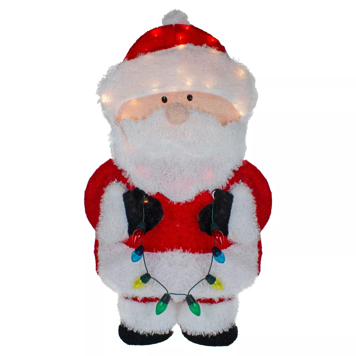 Northlight 32-Inch Lighted Chenille Santa with Lights Outdoor Christmas Decoration | Target