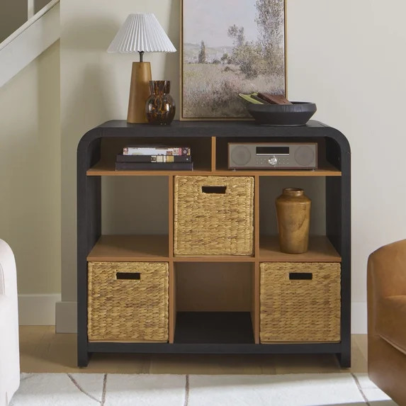 Better Homes & Gardens Juliet 6 Cube Storage Organizer, Light Honey & Black Finish | Walmart (US)