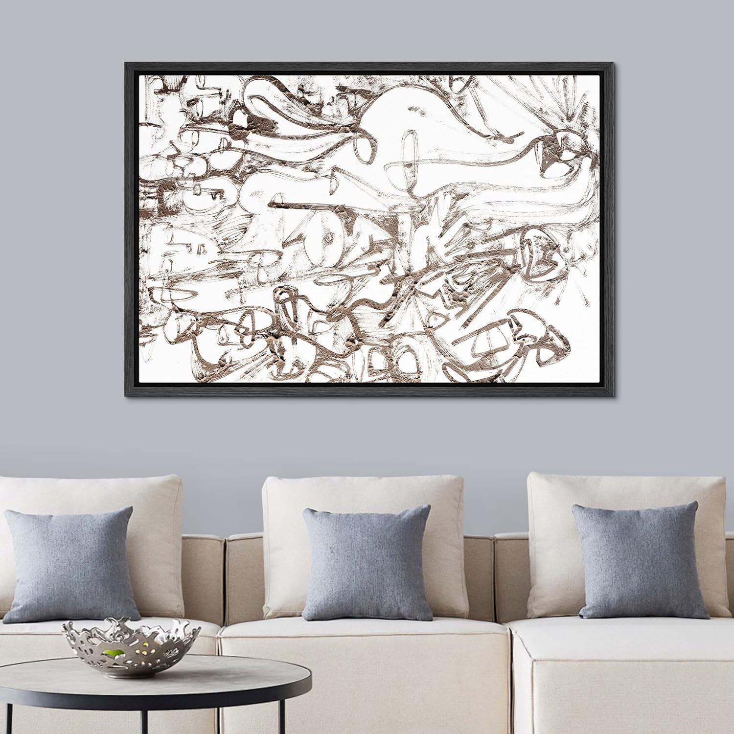 SIGNWIN Framed Canvas Print Wall Art Brown Paint Stroke Graffiti Landscape Abstract Geometric Ill... | Amazon (US)