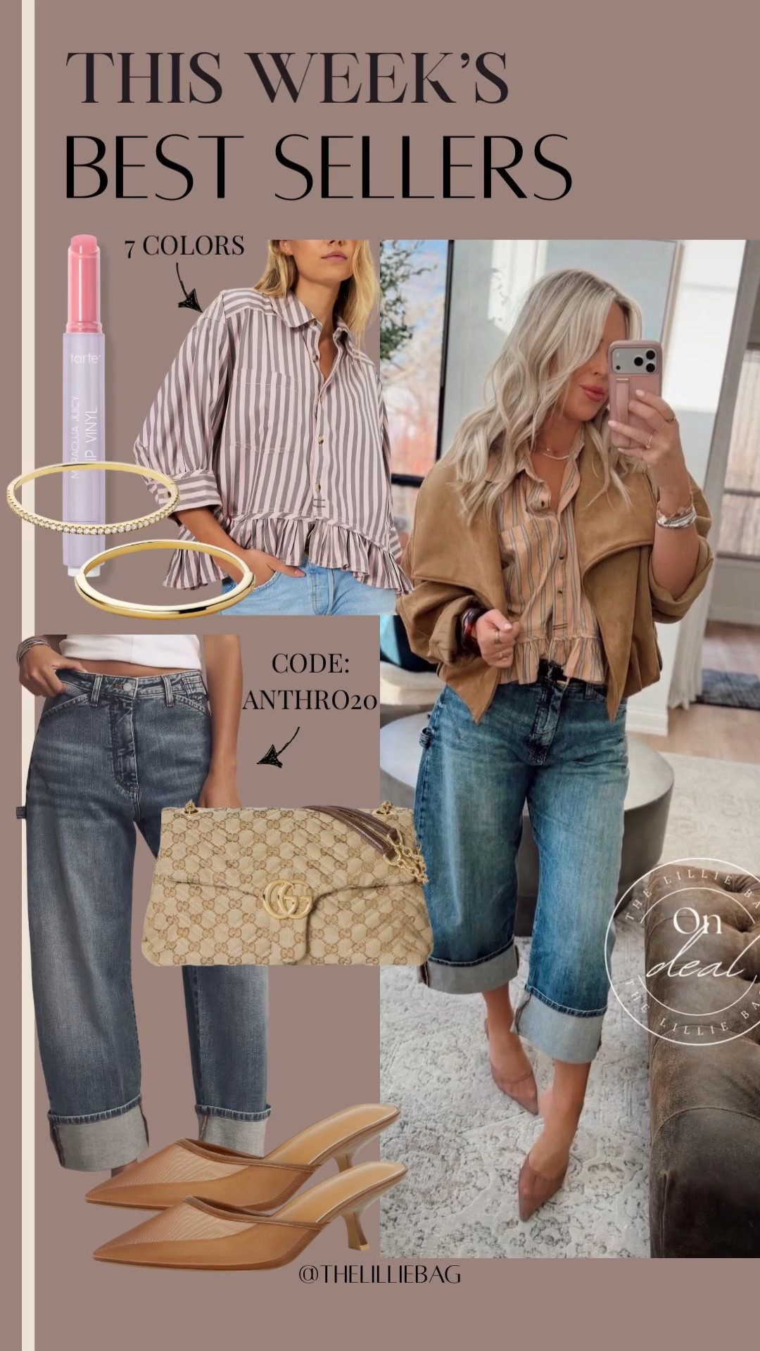 Best seller top and jeans! My jeans are on sale using code: ANTHRO20. Im wearing a small in top and I have a few colors including plain white and always get so many compliments! 
Jeans I sized up one but not sure I needed to! 

Spring outfits. Sandals. Spring break. Date night. Zara. Jacket. 

#LTKSpringSale #LTKSaleAlert