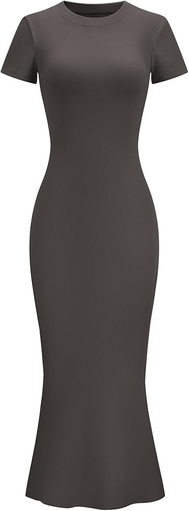 LOMON Women Fishtail Hem Ribbed Maxi Dresses Summer Casual Stylish Y2k Sexy Fitted Lady Elegant C... | Amazon (US)