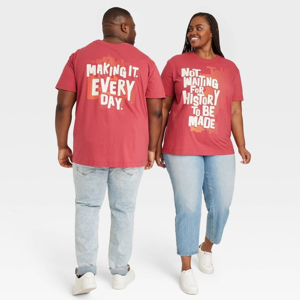 Black History Month Adult Plus Size History To Be Made Short Sleeve T-Shirt - Dark Red 1X | Target