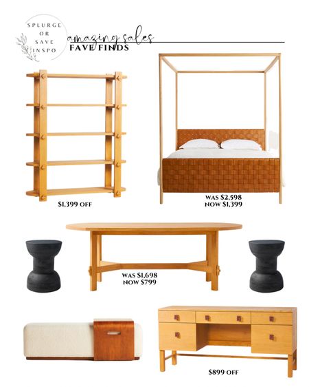 Furniture sale. Canopy bed. Rustic dining table. Desk. Ottoman. Black side table. Tall book shelf 

#LTKsalealert #LTKhome