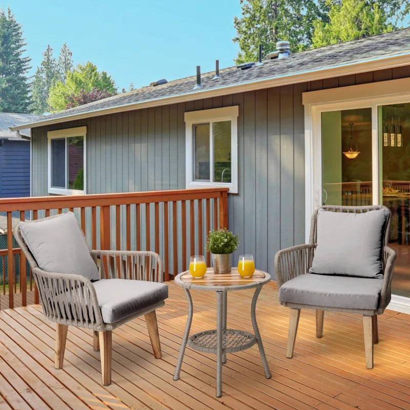 Lostwithiel Wicker/Rattan 2 - Person Seating Group with Cushions | Wayfair North America