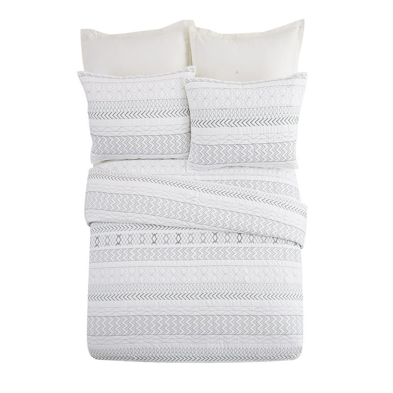 Better Homes & Gardens Embroidery Stripe Quilt Full/Queen, Gray | Walmart (US)