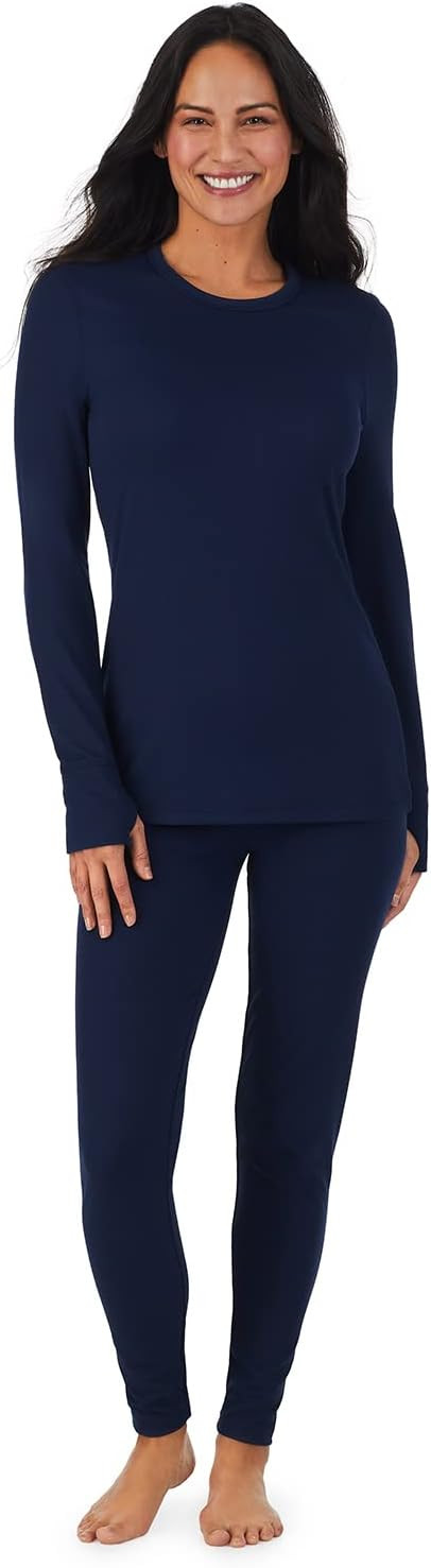 Cuddl Duds Womens Fleece Lined Thermal Long Sleeve Shirt and Leggings - Top and Bottom Base Layer... | Amazon (US)