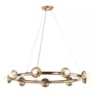 Palta 9-Light Champagne Bronze Soft Modern Wagon Wheel Circle Chandelier for Living Room | The Home Depot