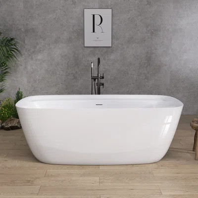 67 Inch Acrylic Freestanding Bathtub Modern Soaking Tub Overflow and Drain | Wayfair North America