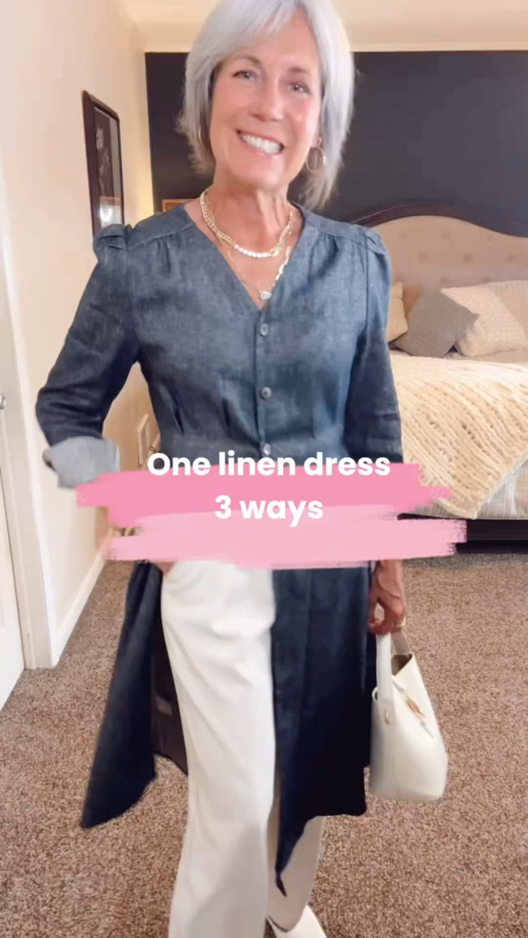 One classic linen dress -3 amazing looks. When you spend a little extra money on quality clothing, styling it multiple ways makes it worthwhile. 
Changing up your jewelry, shoes and bags gives it a whole new vibe.

#LTKOver40 #LTKSeasonal #LTKWorkwear