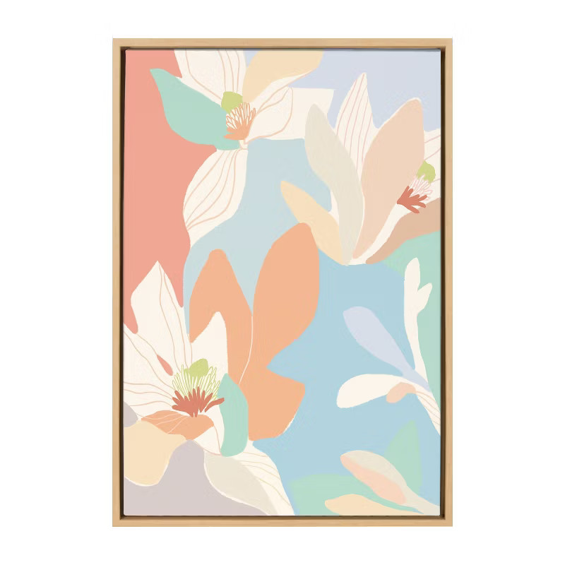 23" x 33" Sylvie Spring Magnolia Framed Canvas by Kasey Free Natural - Kate & Laurel All Things D... | Target