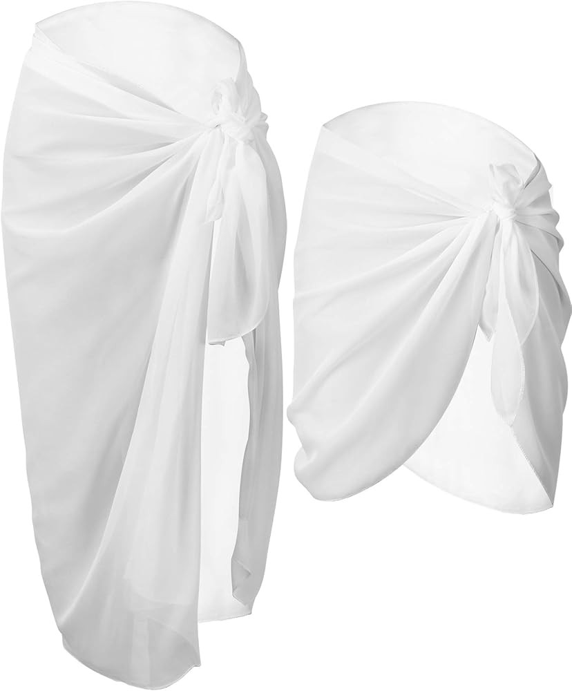 Norme 2 Pieces Women Chiffon Pareo Swimsuit Wrap Beach Wrap Sarong Cover Up for Vacation, Long and S | Amazon (US)