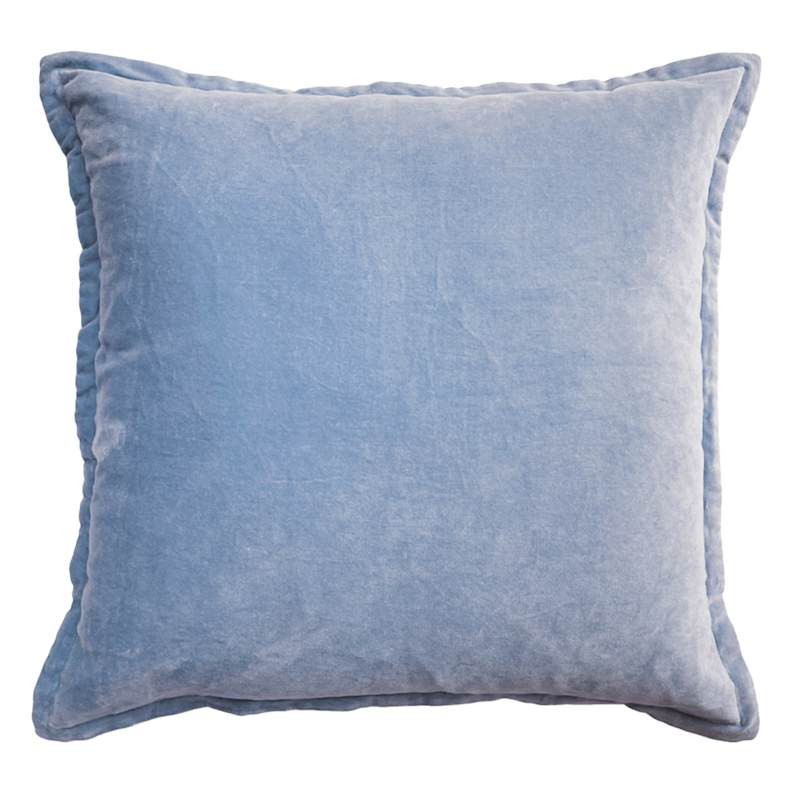 Blue Cotton Velvet Euro Throw Pillow, 24" | At Home