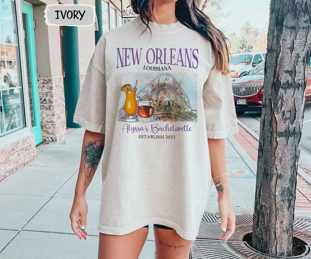 Custom New Orleans Bachelorette Shirt, New Orleans Girls Trip Tshirt, Bridal Party Shirt, Cocktai... | Etsy (US)